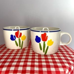 Vintage Tulip Tyme 1985 Stoneware coffee mugs, set of 2